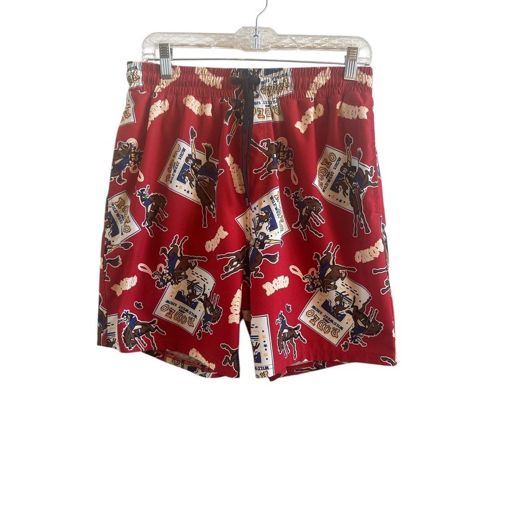 Cinch‎ Rodeo Western Red Men's Size Small Swim Trunk Shorts Broncos